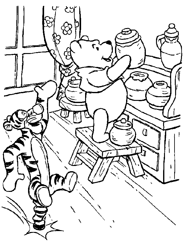 Winnie the Pooh with Tigger coloring page
