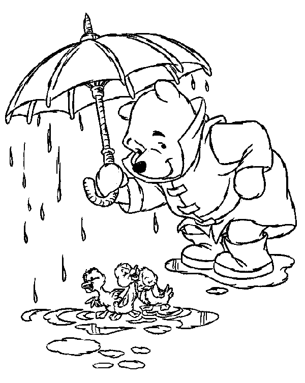 Print the Winnie the Pooh with ducks and color the beautiful picture!