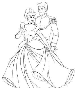 Online Coloring Pages on Coloring Online Princess Coloring Pages With Cinderella And Prince