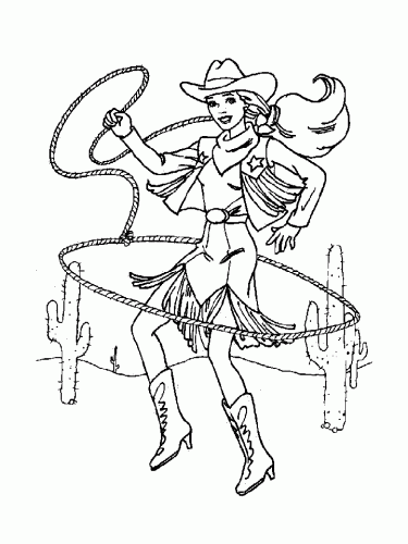 Barbie doll Cowgirl coloring