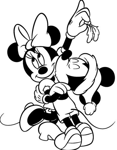 Christmas Mickey and Minnie coloring pages