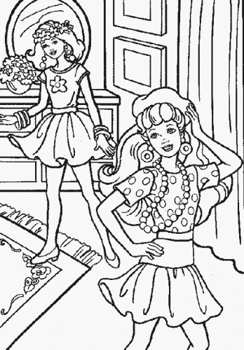 Coloring Barbie and friend
