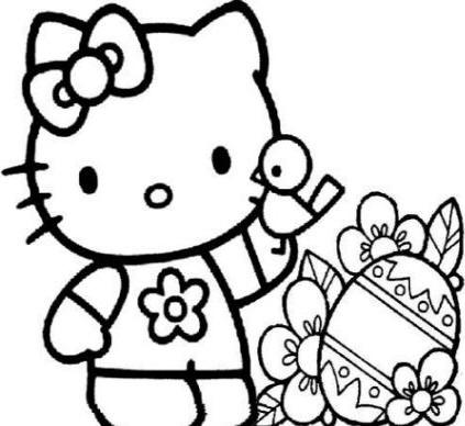 Hello Kitty Easter Coloring Pages
