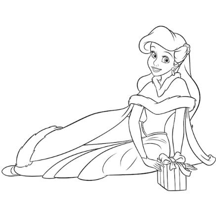 Mermaid Ariel Christmas Coloring Pages
