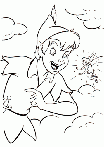 Peter Pan and Tinkerbell Coloring Pages